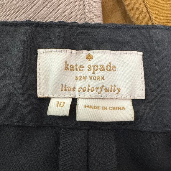 Kate Spade Pants Womens 10 Black Flat Front Mid Rise Side Zip Slim Leg Stretch - Picture 6 of 12